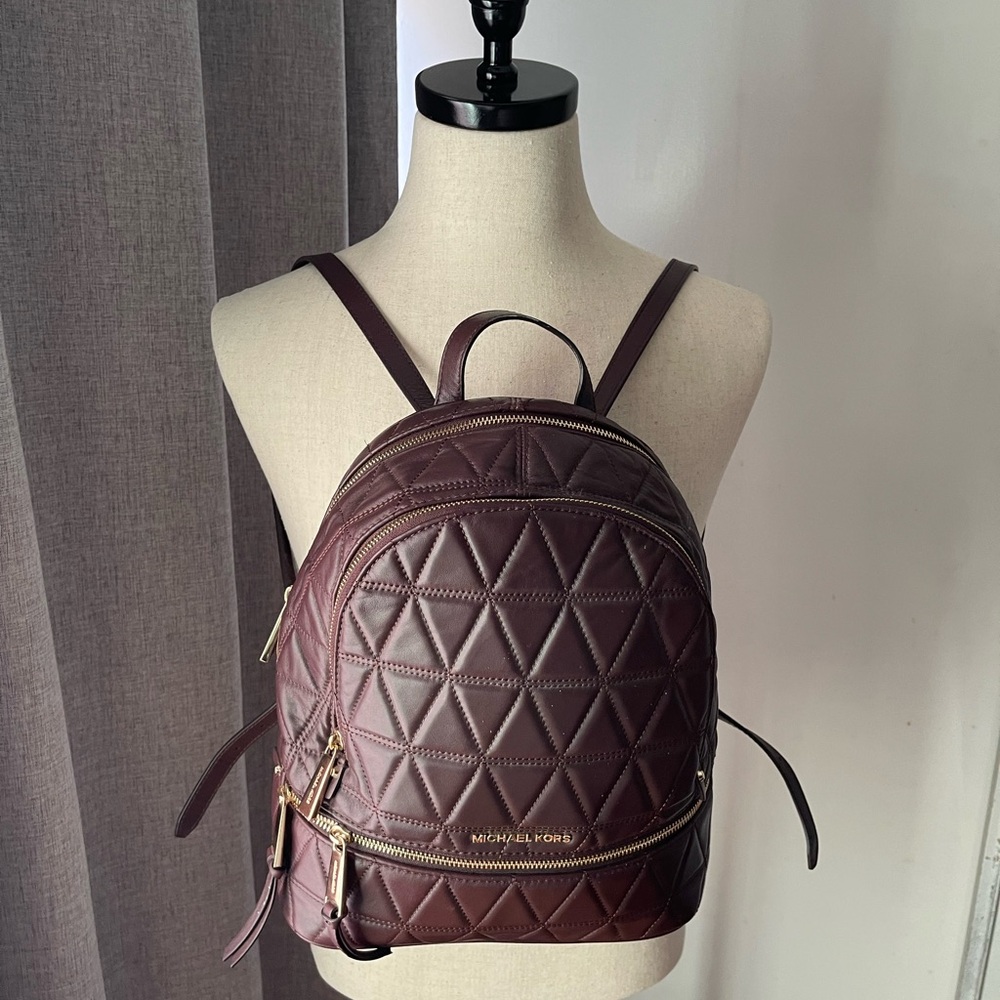 Michael Kors Quilted Backpack in Ox Blood